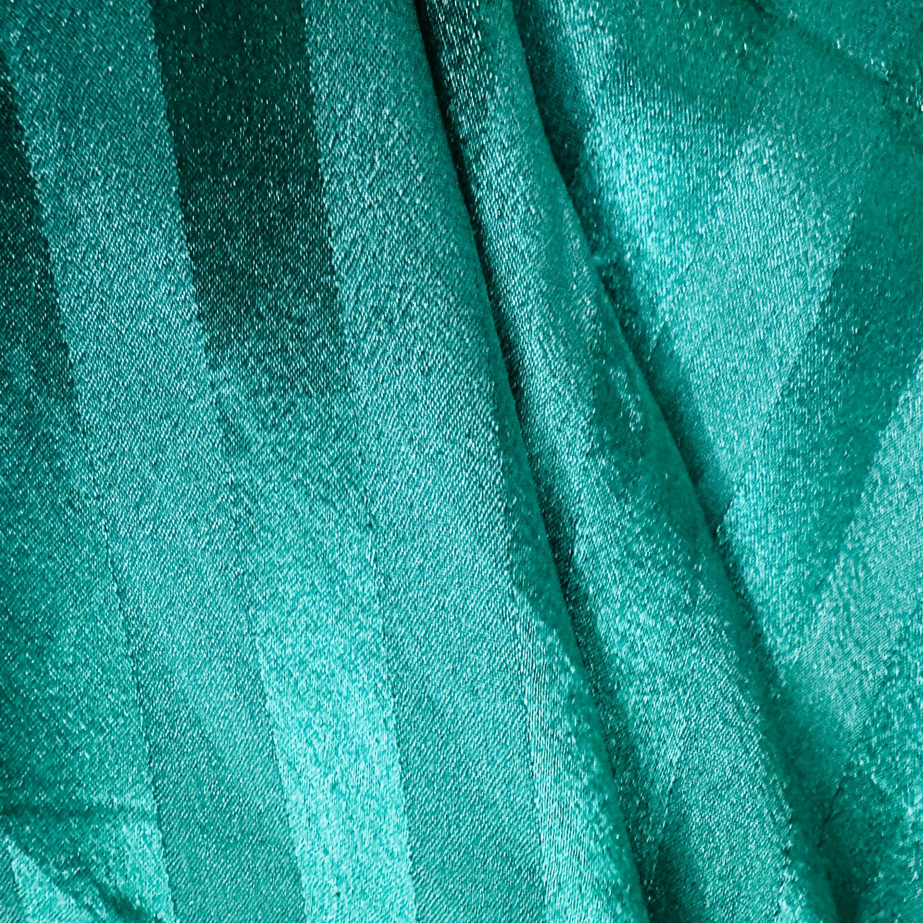 Dark Green Stripe Print Semi Satin Fabric 8473