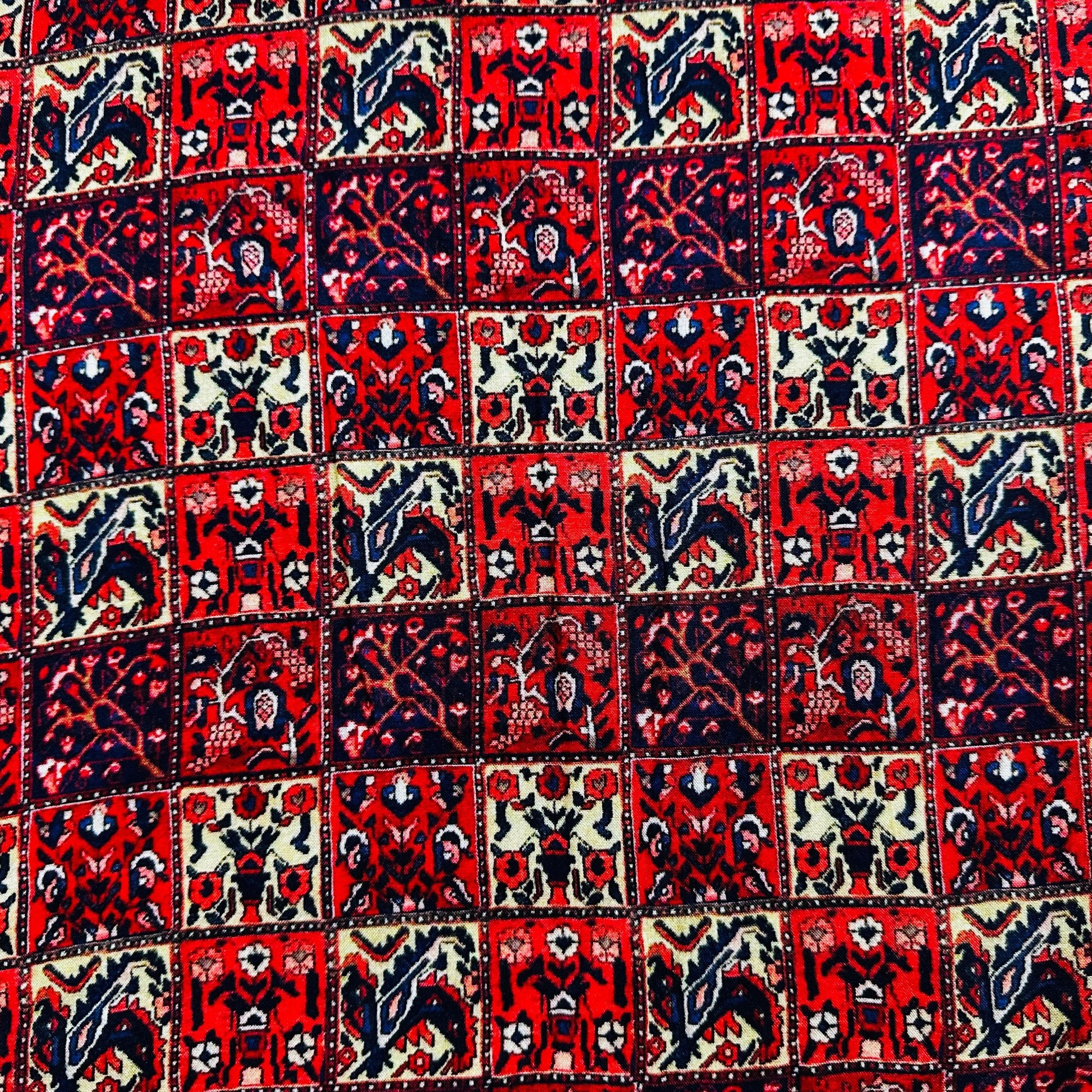 Red Digital Print Rayon Fabric 1264