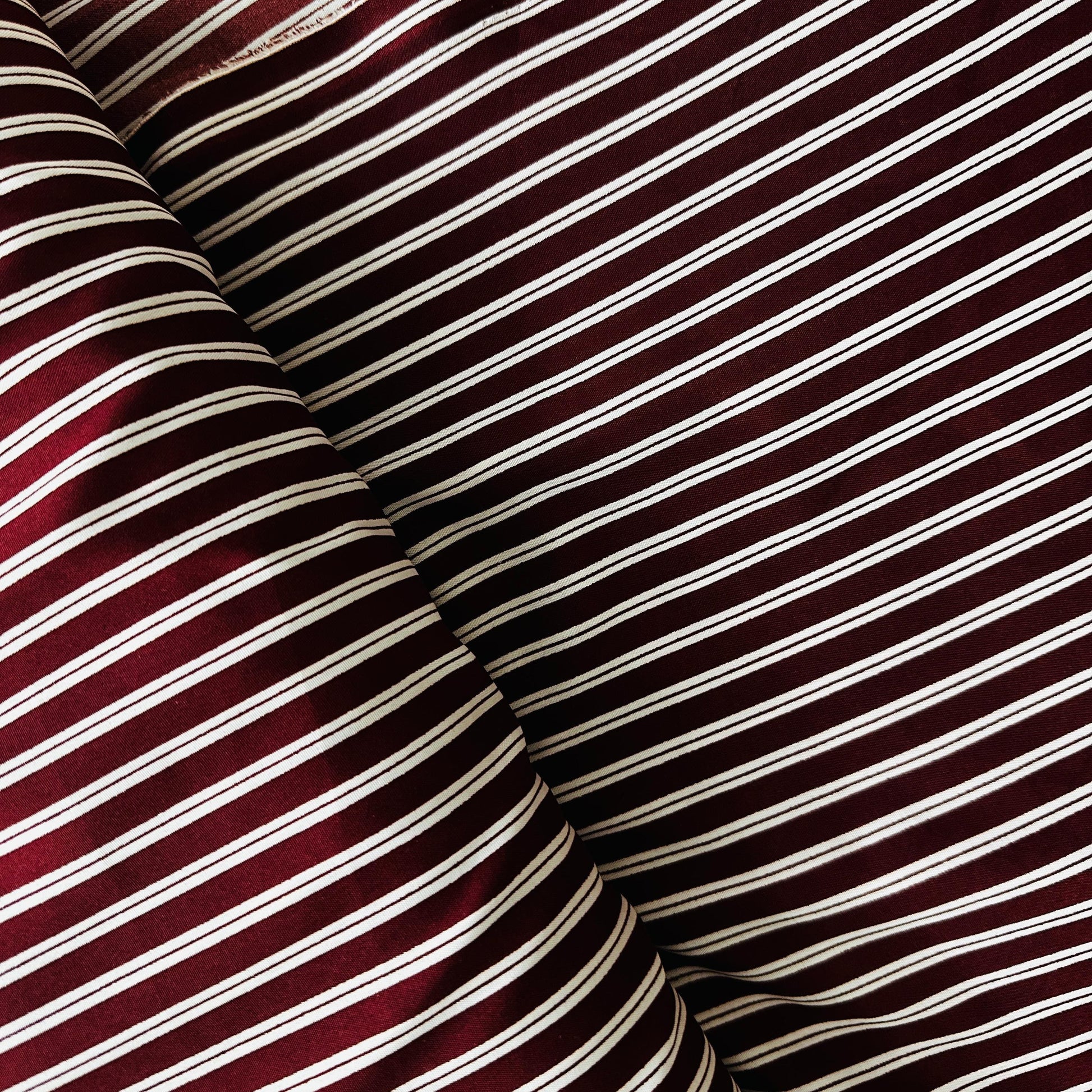 Maroon & White Stripe Rayon Fabric 5146