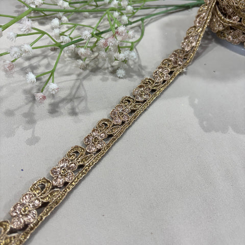 Gold Zari Floral Embroidery Lace 15792