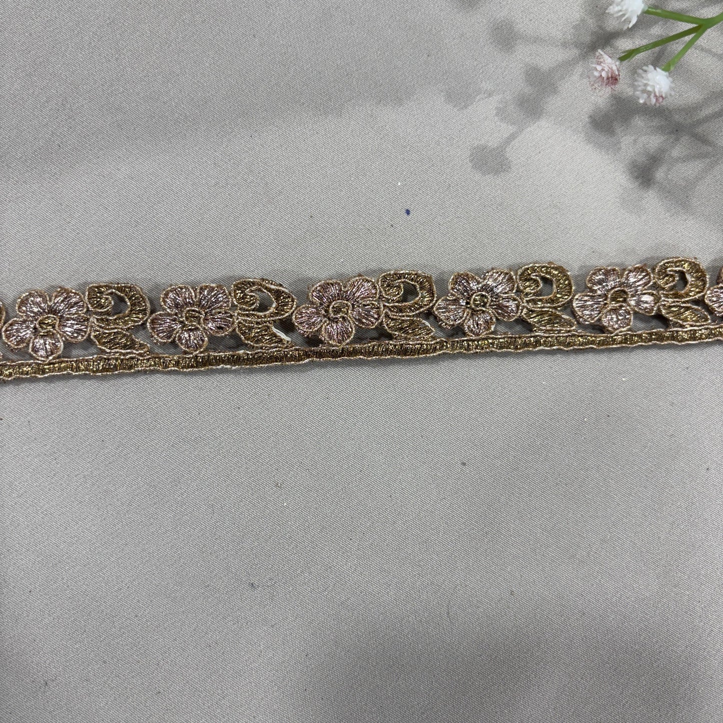 Gold Zari Floral Embroidery Lace 15792
