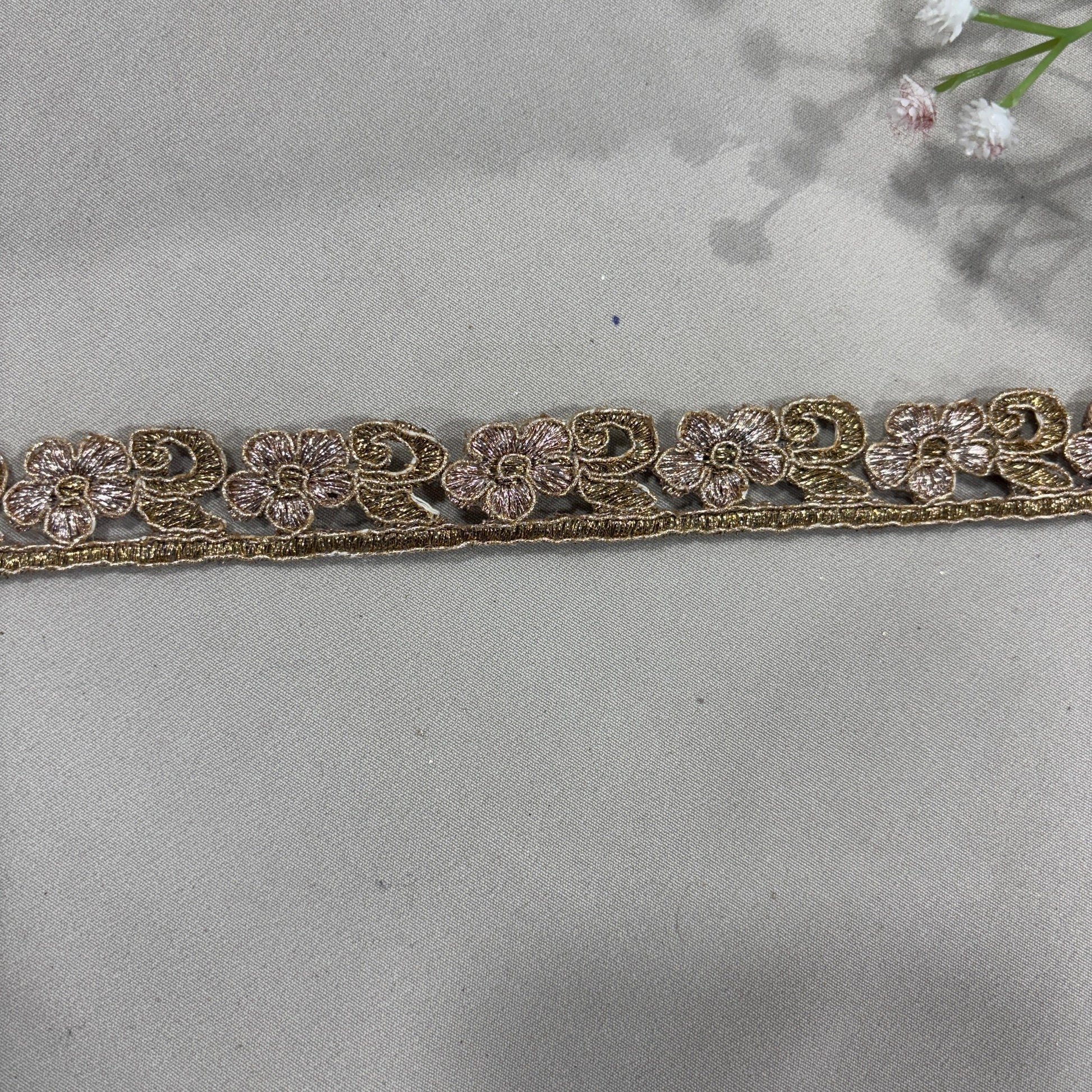 Gold Zari Floral Embroidery Lace 15792
