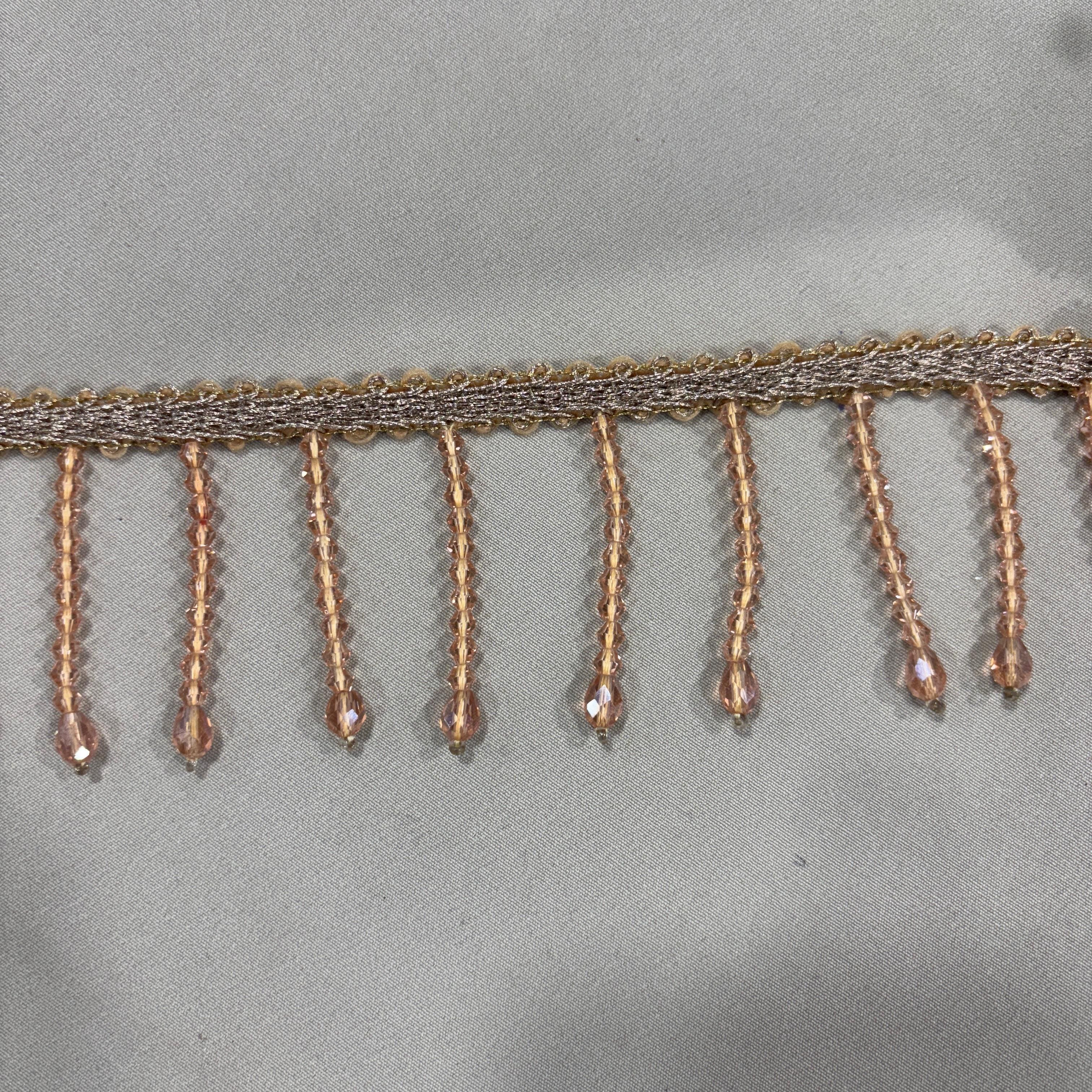 Peach Pink Stone Long Hanging Lace 16989