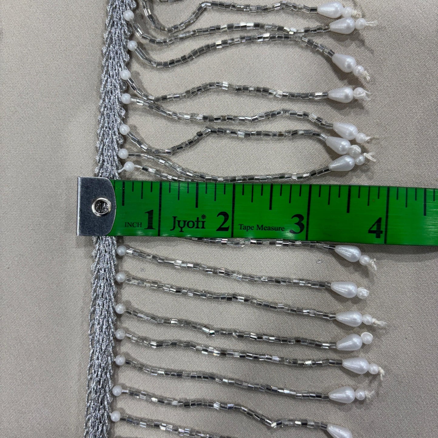 White Pearl Cutdana Long Hanging Lace 16981