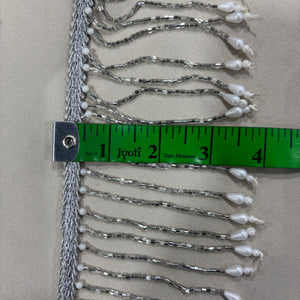 White Pearl Cutdana Long Hanging Lace 16981