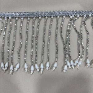 White Pearl Cutdana Long Hanging Lace 16981