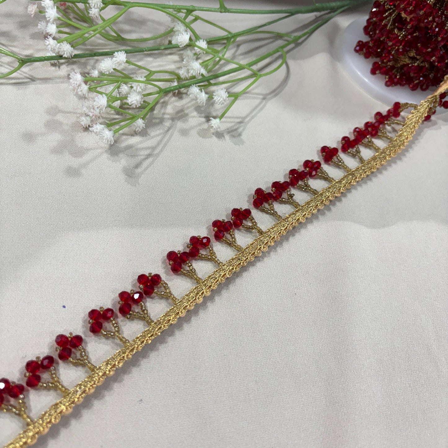 Red Pearl Stone Hanging Lace 16969