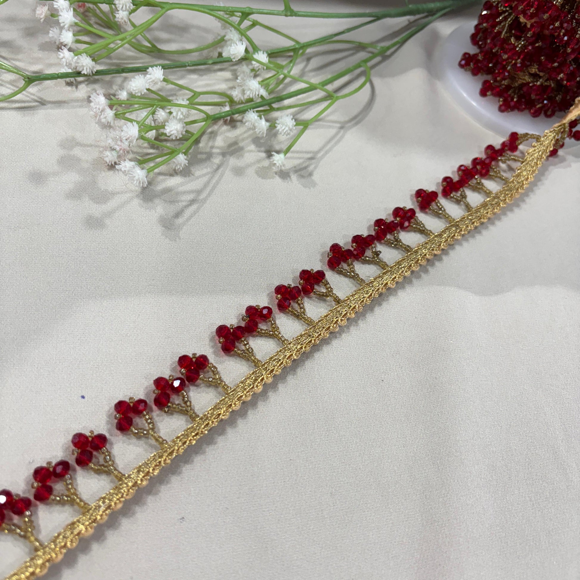 Red Pearl Stone Hanging Lace 16969
