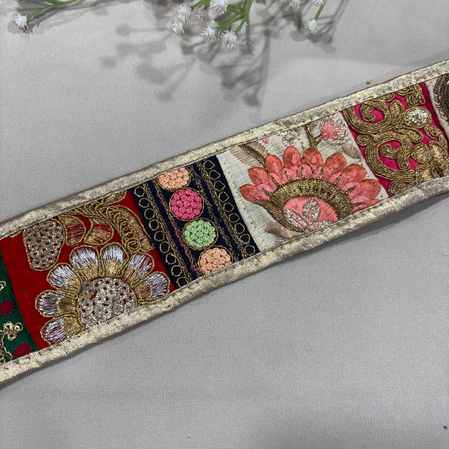 Gold Multicolor Patchwork Lace 15873