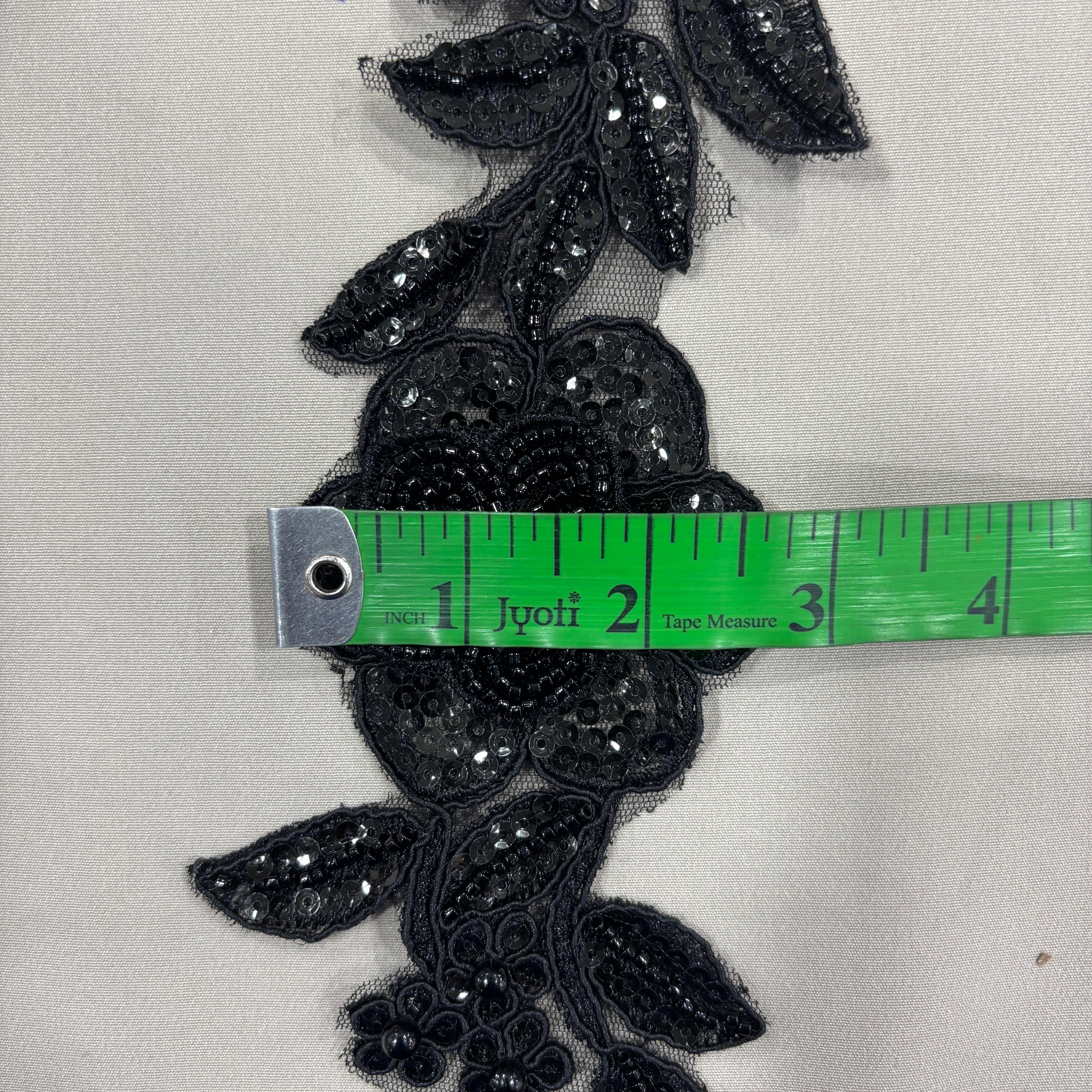 Black Cutdana & Sequins Net Lace 20710