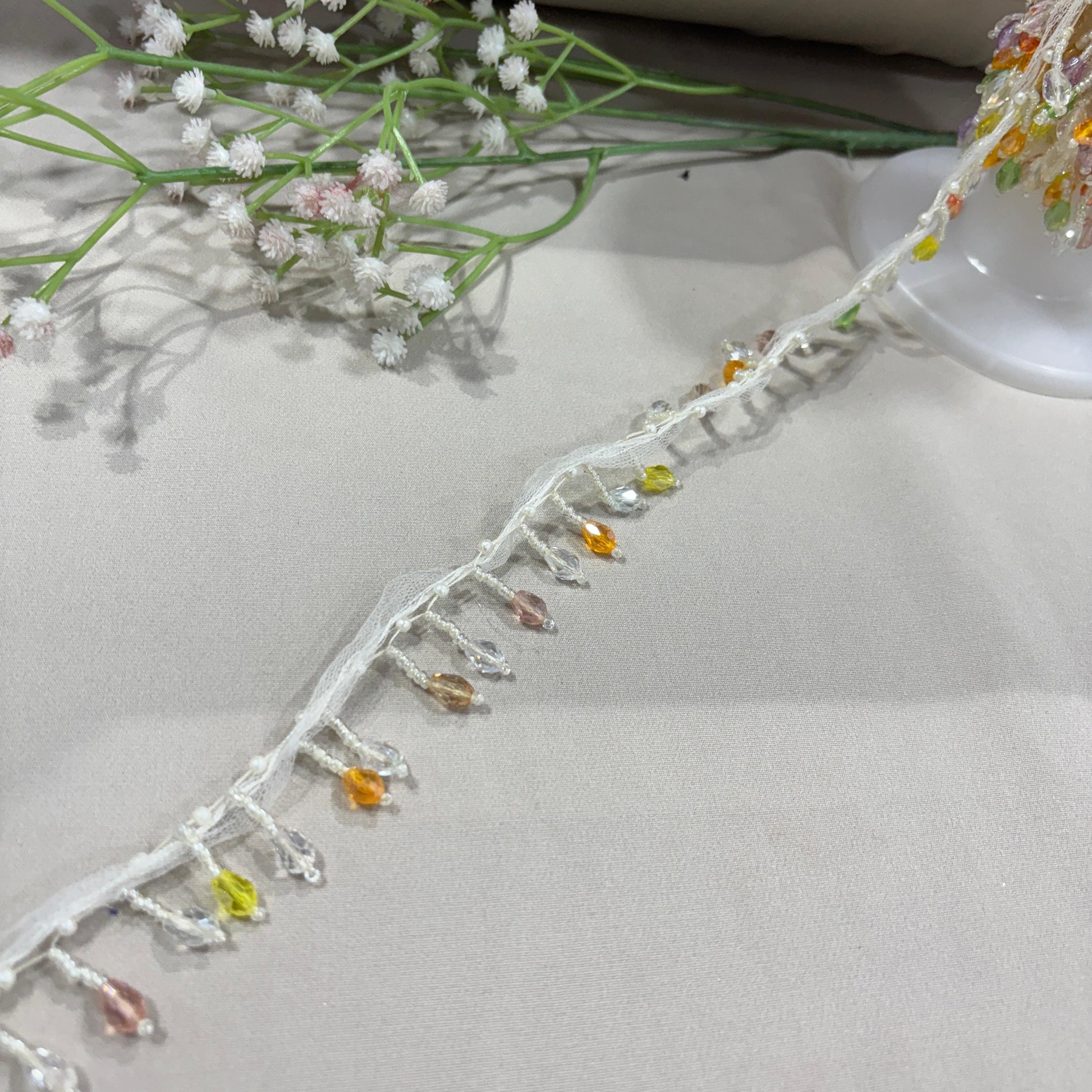 White & Multicolor Lace 21859