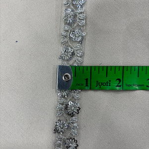 Silver Floral Sequins Embroidery Lace 15797