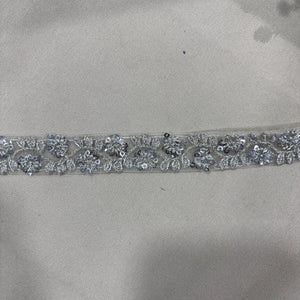 Silver Floral Sequins Embroidery Lace 15797