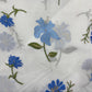 White & Blue Floral Foil Thread Embroidery Cotton Fabric 11700