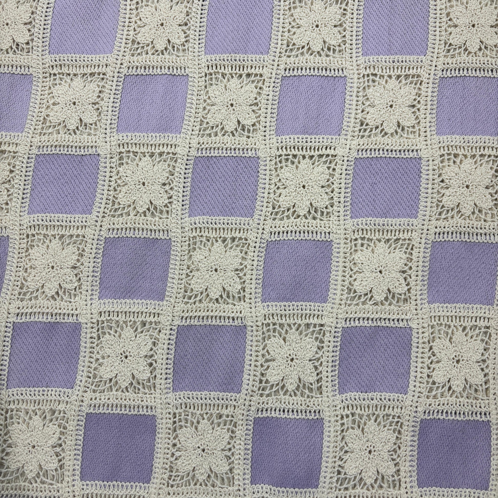 Purple Sequins Floral Embroidery Crepe Crochet Fabric 17390