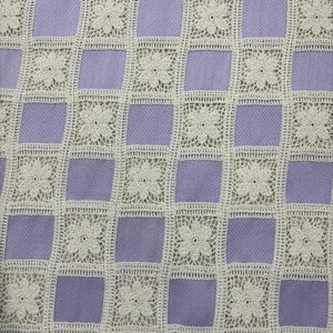 Purple Sequins Floral Embroidery Crepe Crochet Fabric 17390