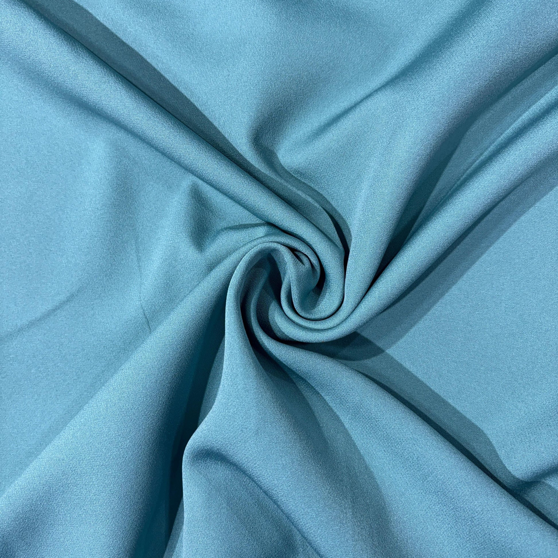Teal Blue Solid Banana Crepe Fabric 8770