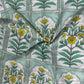 Sea Green Yellow Floral Print Cotton Fabric 23872