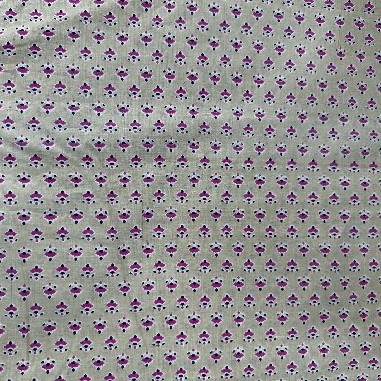Cream & Pink Geometerical Print Cotton Fabric 8590