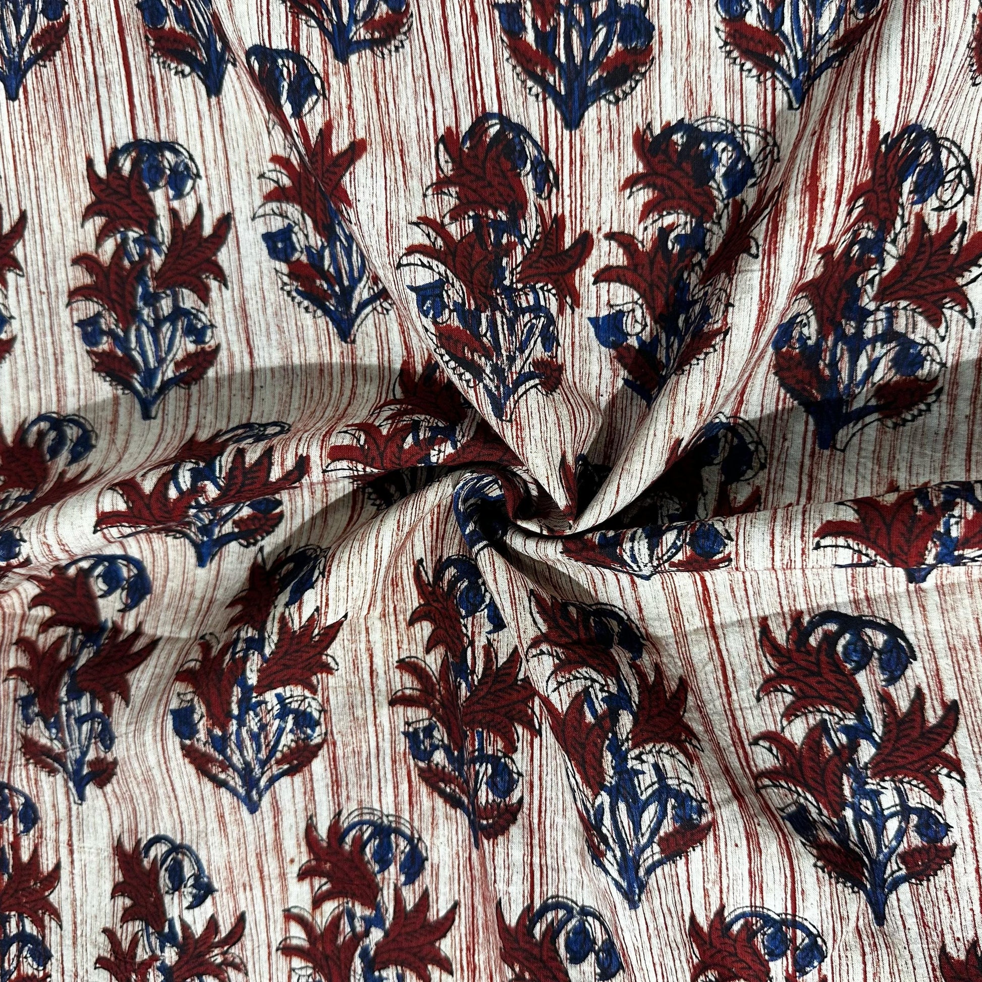 Beige Ajrakh Print Cotton Fabric 23826