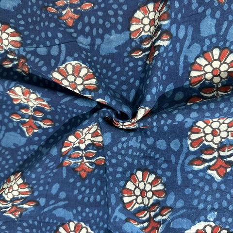 Indigo Kalamkari Print Cotton Fabric 23649