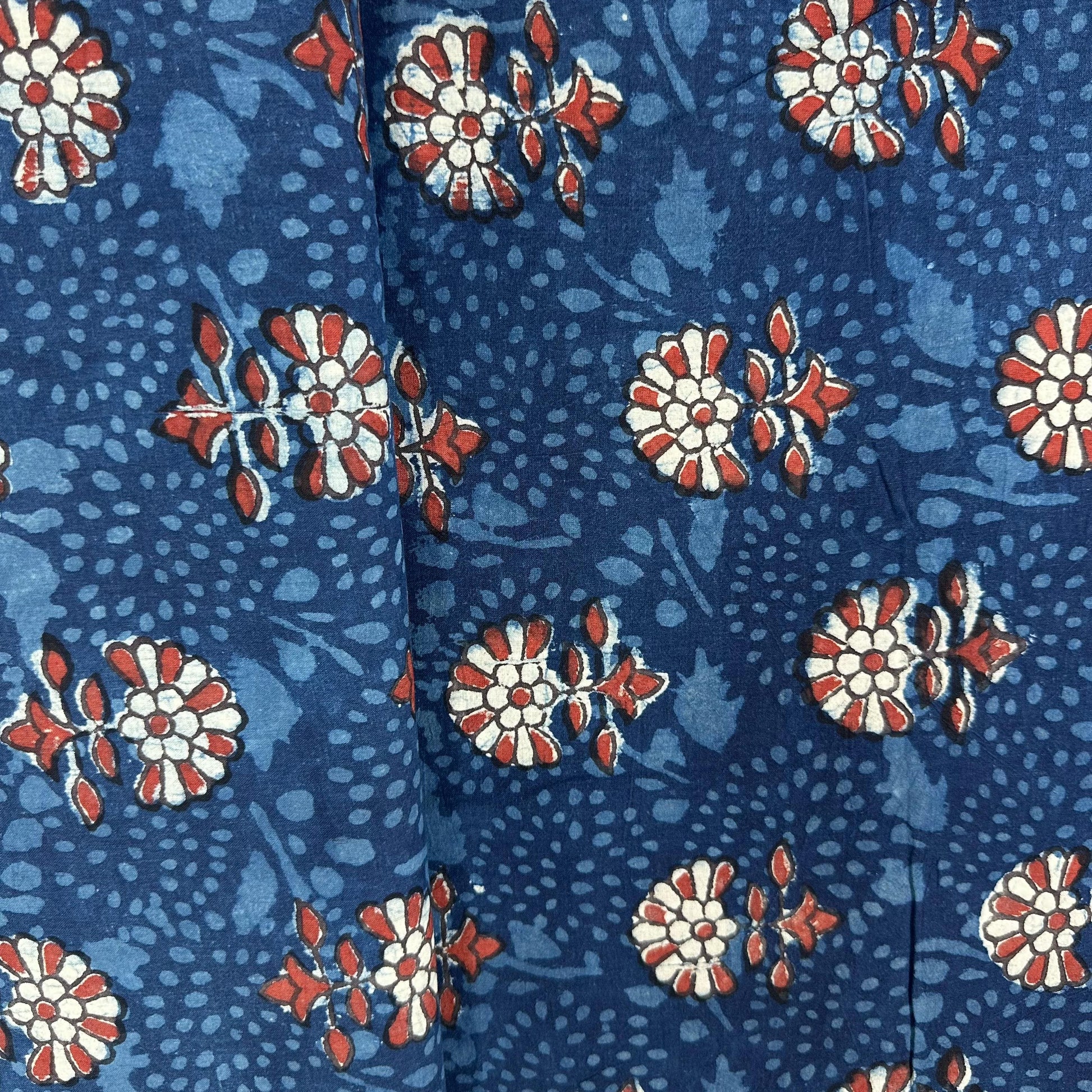 Indigo Kalamkari Print Cotton Fabric 23649