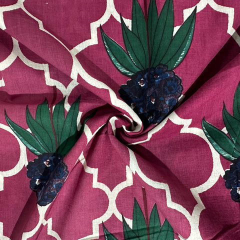 Purple Bagru Print Cotton Fabric 24226