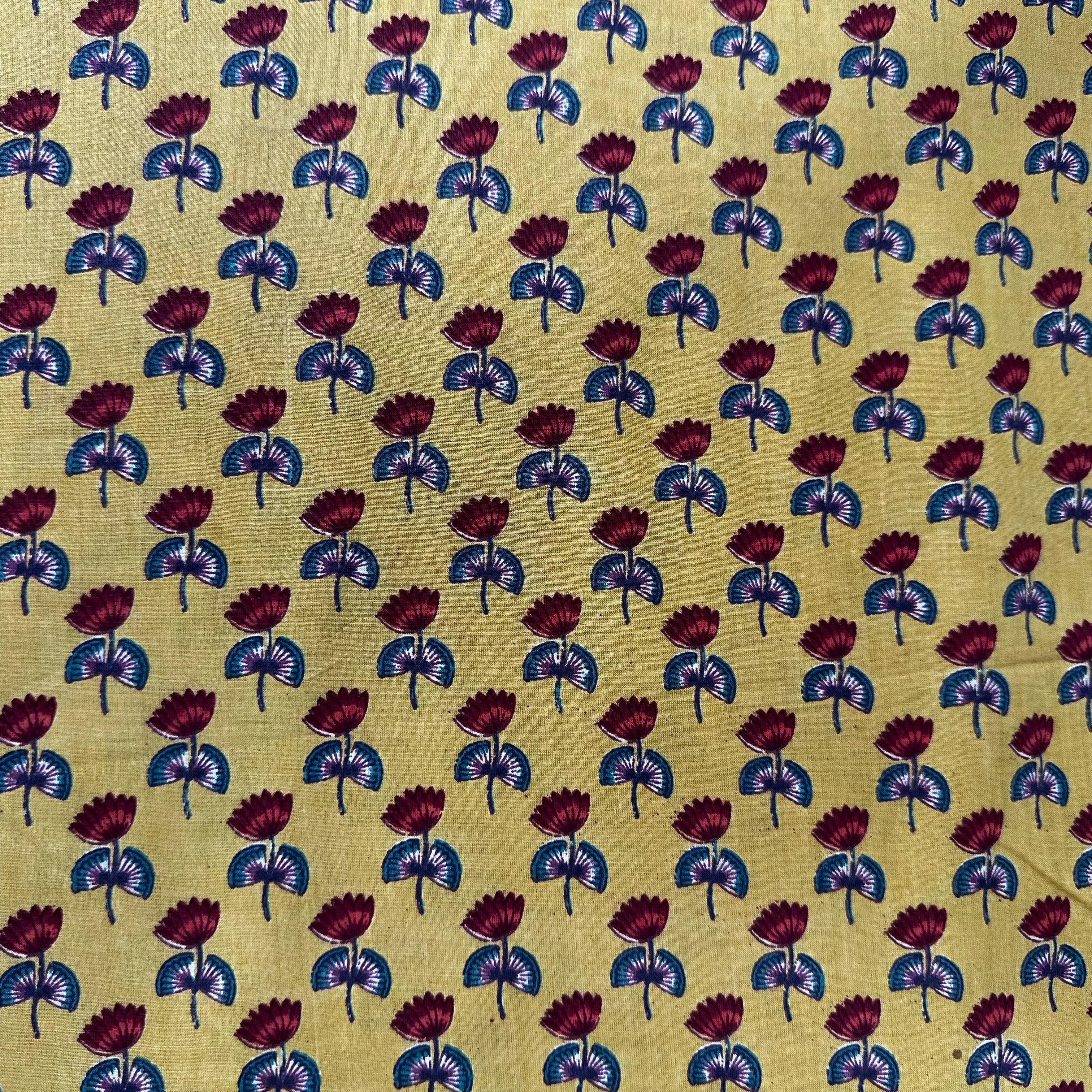 Peach Pichwai Print Cotton Fabric 23865