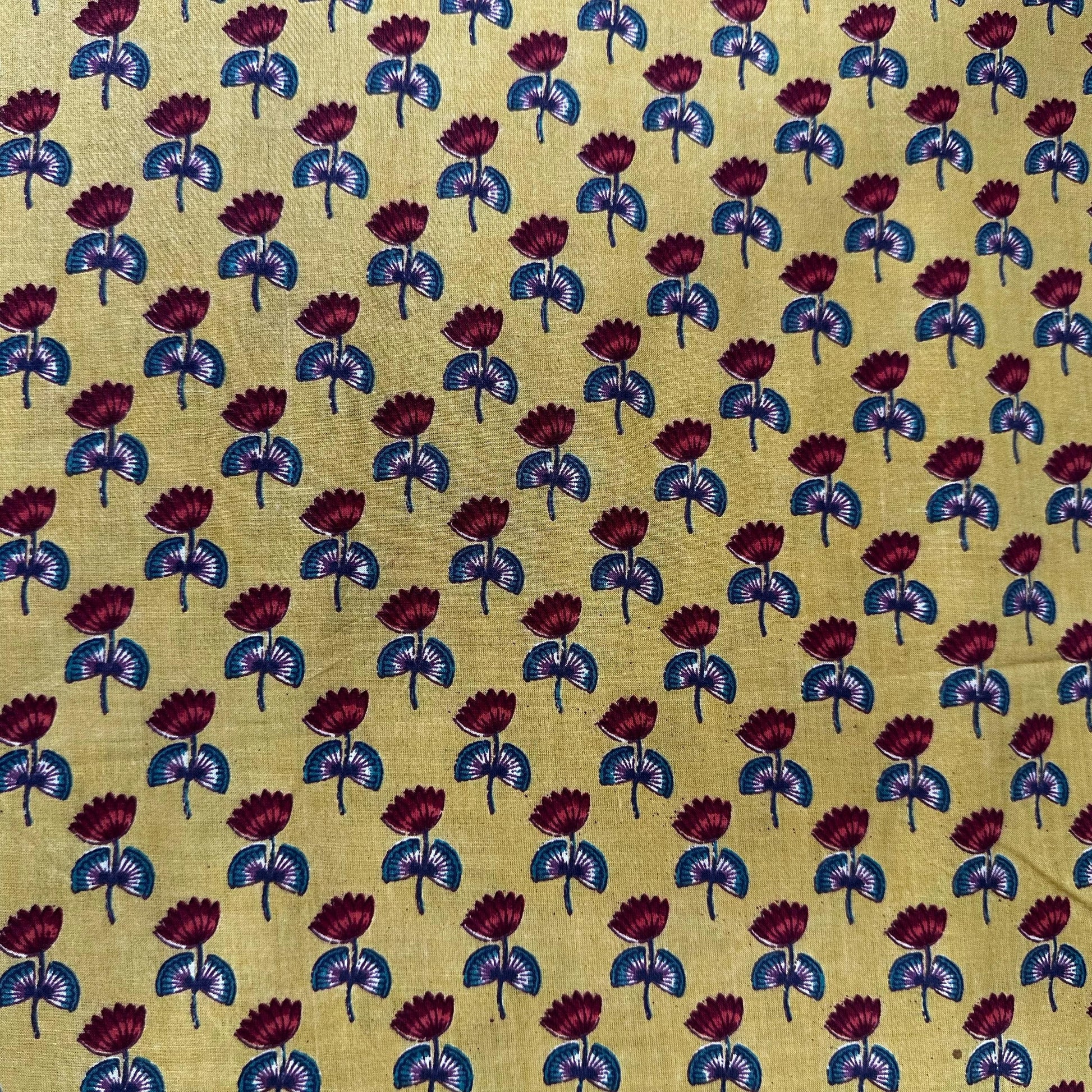 Mustard Pichwai Print Cotton Fabric 23867