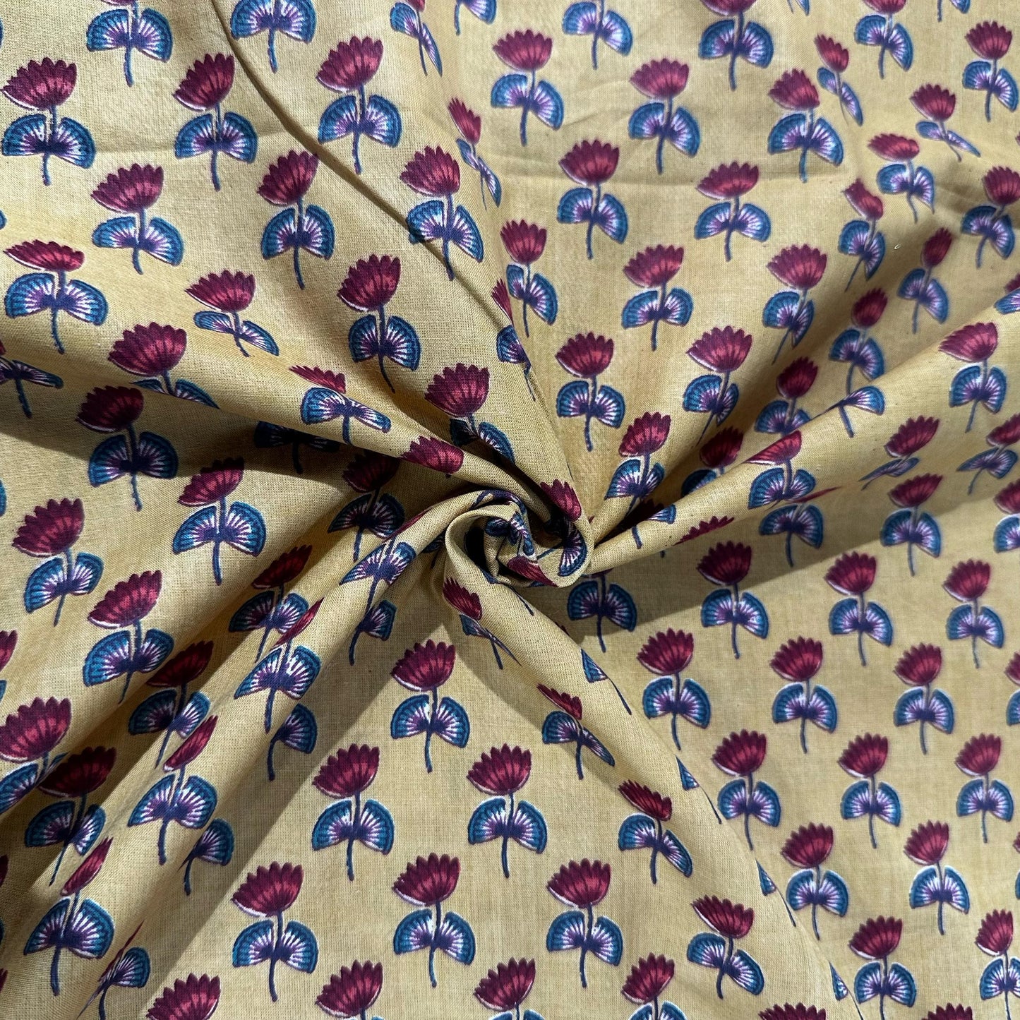 Mustard Pichwai Print Cotton Fabric 23867