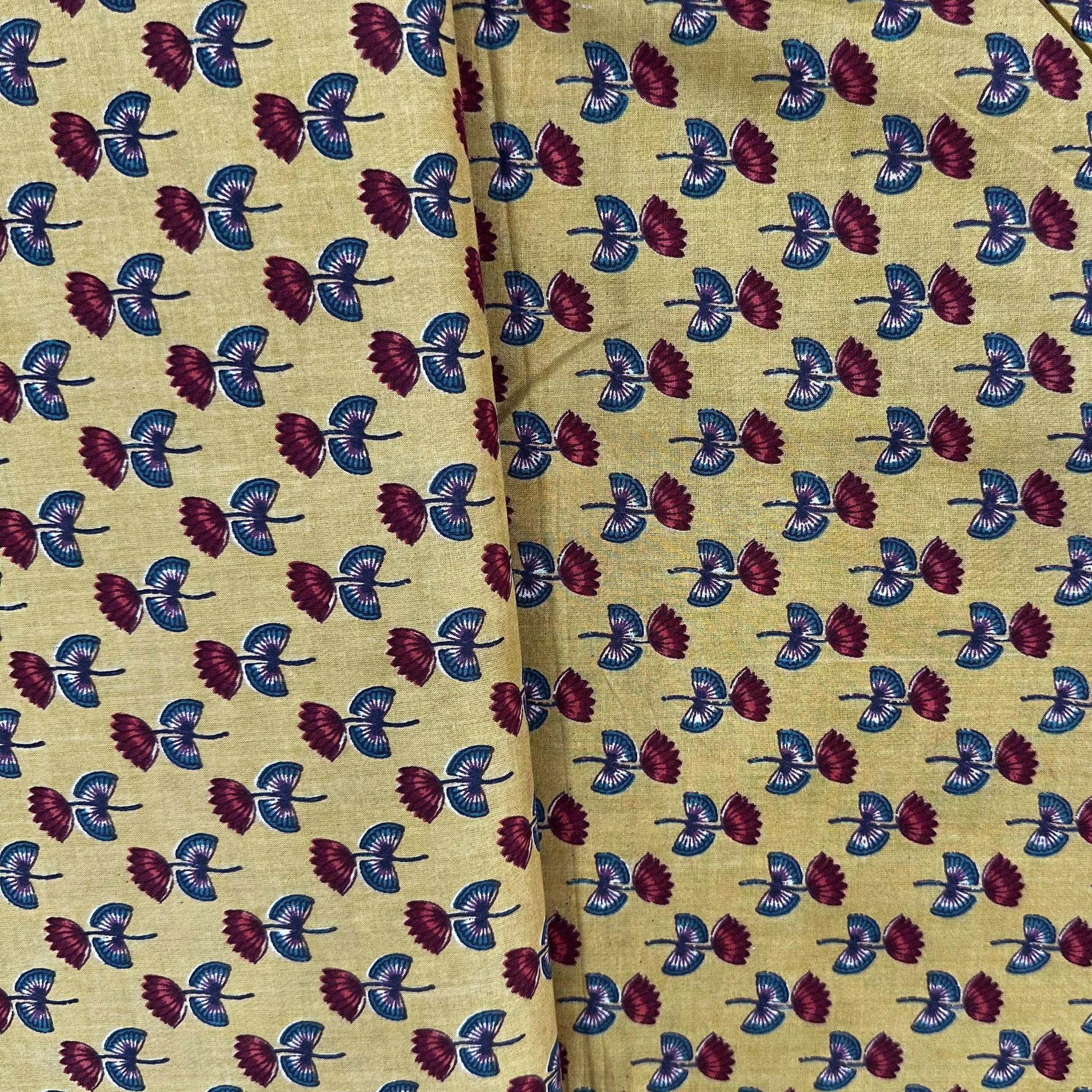 Mustard Pichwai Print Cotton Fabric 23867