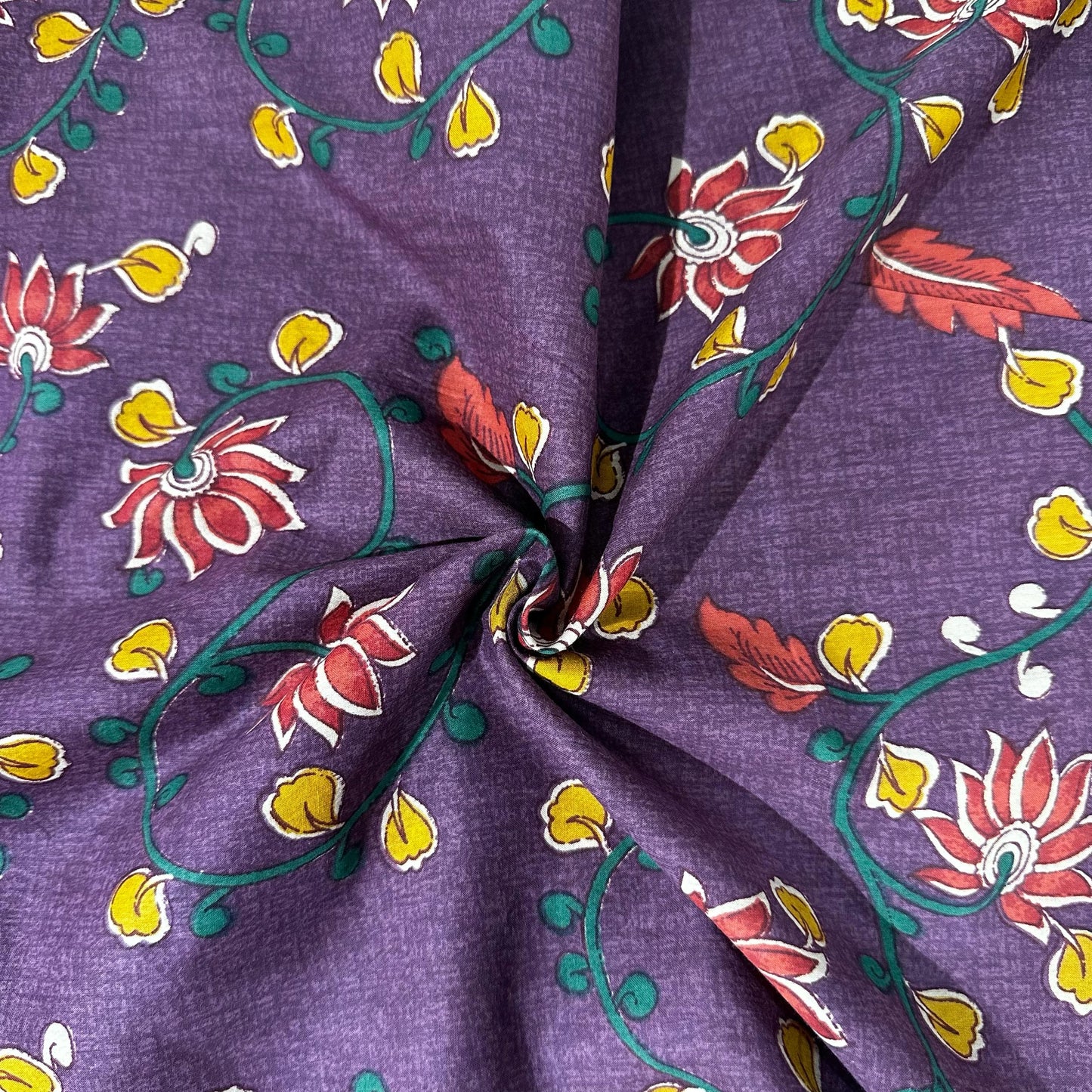 Wine Kalamkari Print Cotton Fabric 24223