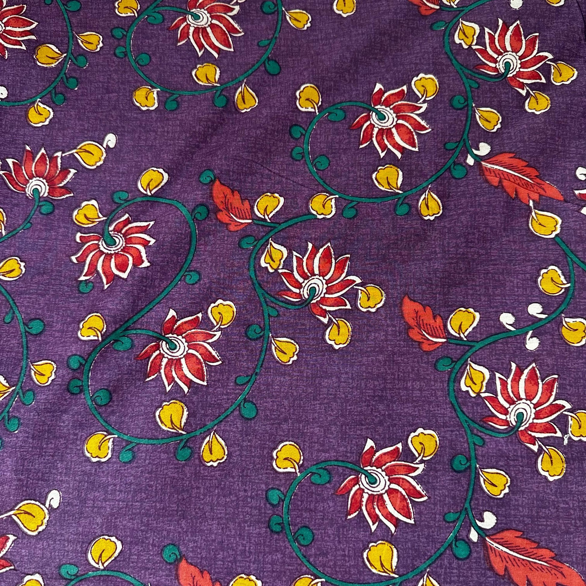 Wine Kalamkari Print Cotton Fabric 24223