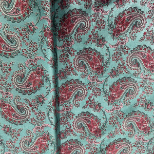 Sea Green Paisley Print Cotton Satin Fabric 23869