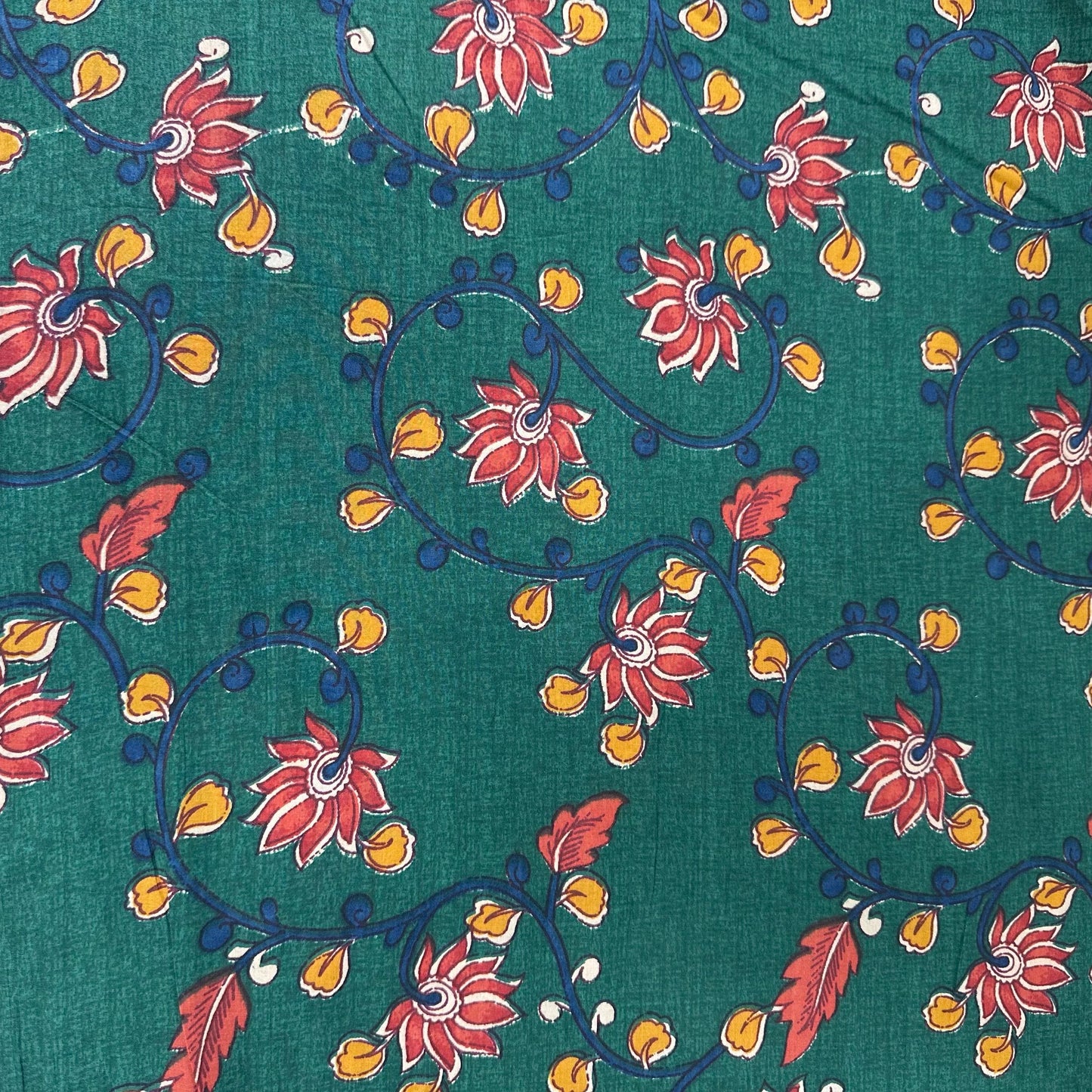 Green Kalamkari Print Cotton Fabric 24232