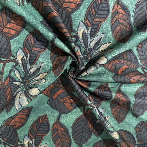 Green Tropical Print Cotton Fabric 23682