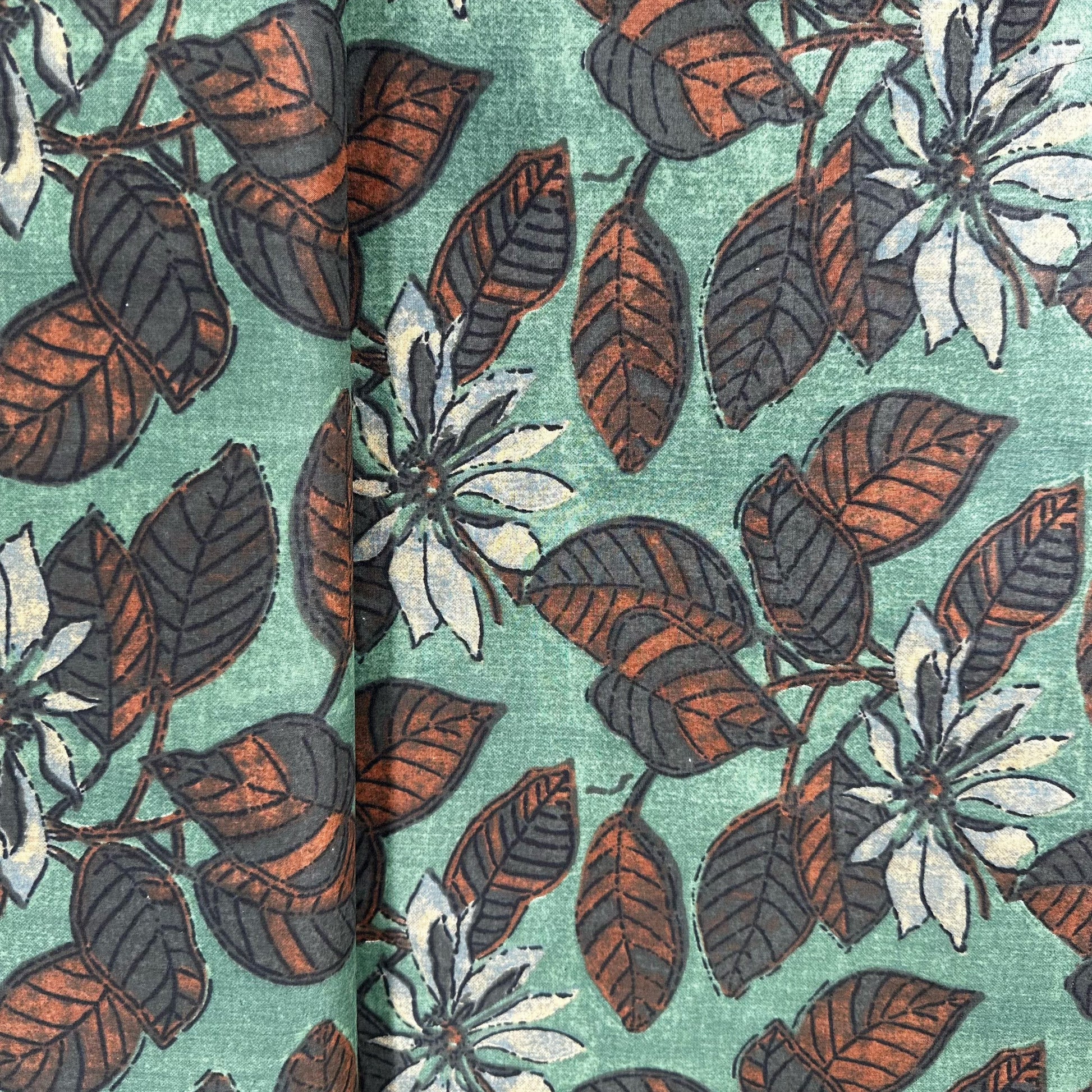 Green Tropical Print Cotton Fabric 23682
