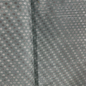 Sky Blue Floral Print Lurex Cotton Fabric 23788