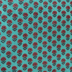 Green Floral Kantha Cotton Fabric 23783