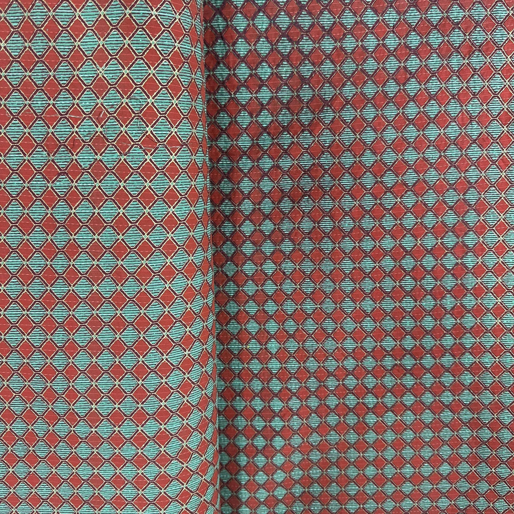 Red & Green Geometrical Print Kantha Cotton Fabric 23784