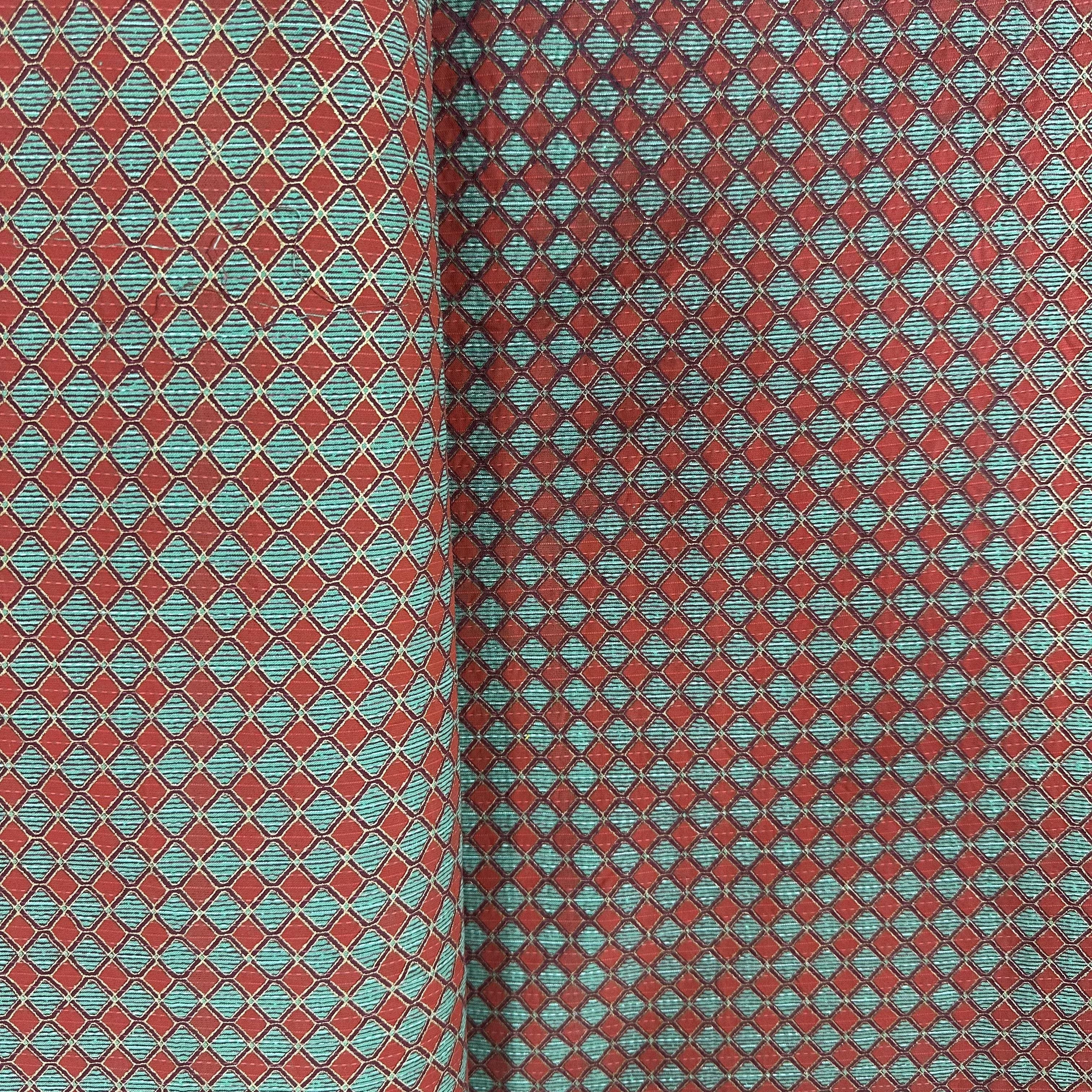 Red & Green Geometrical Print Kantha Cotton Fabric 23784