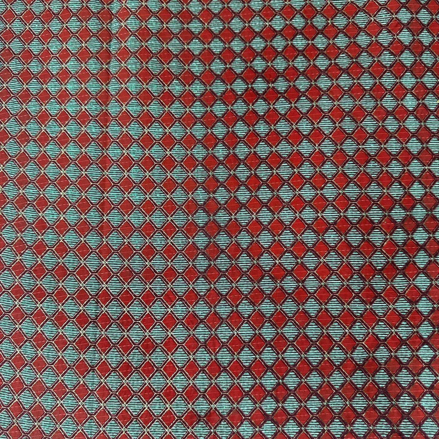 Red & Green Geometrical Print Kantha Cotton Fabric 23784