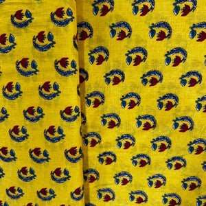 Yellow Floral Print Cotton Fabric 24243