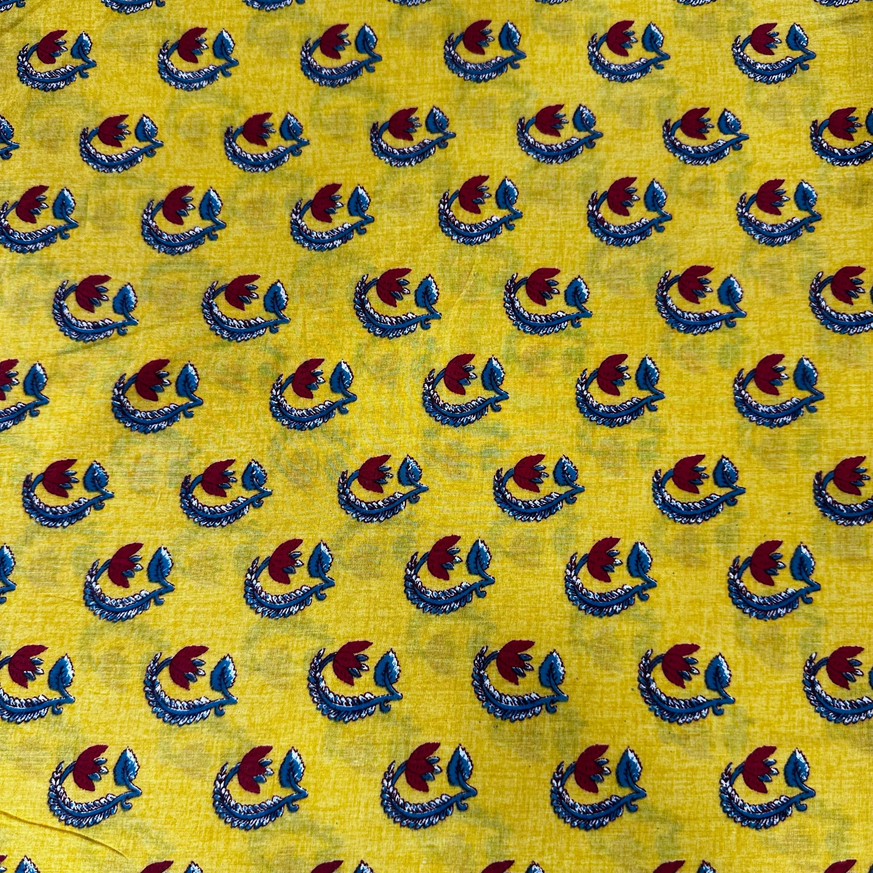 Yellow Floral Print Cotton Fabric 24243