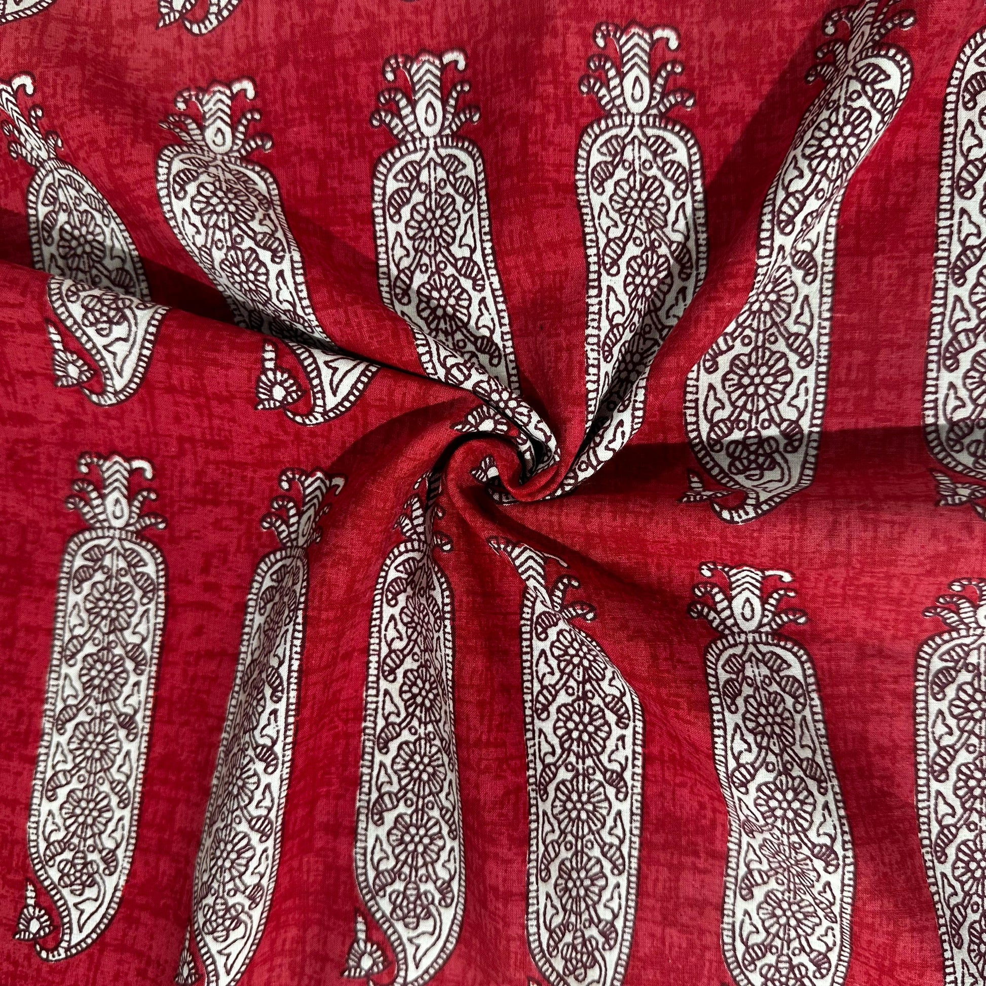 Red Dabu Print Cotton Fabric 23864