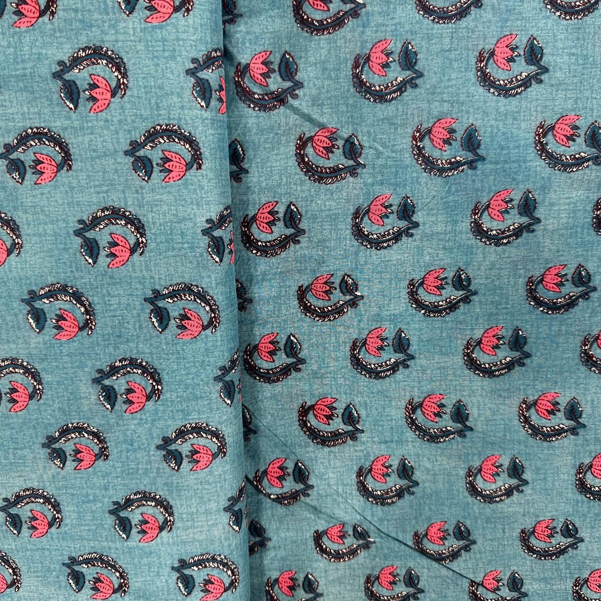 Blue Bagru Print Cotton Fabric 24246