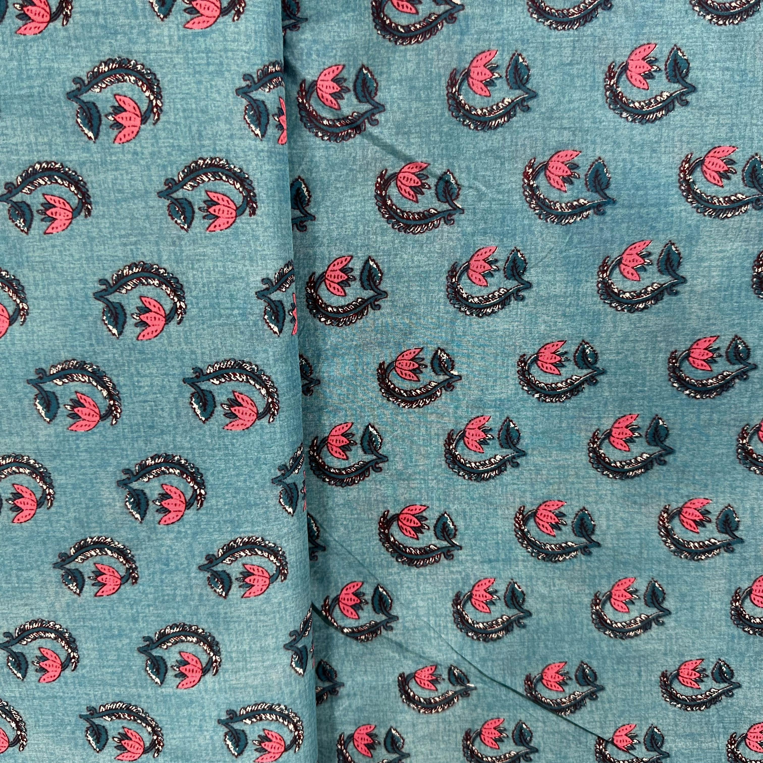 Blue Bagru Print Cotton Fabric 24246