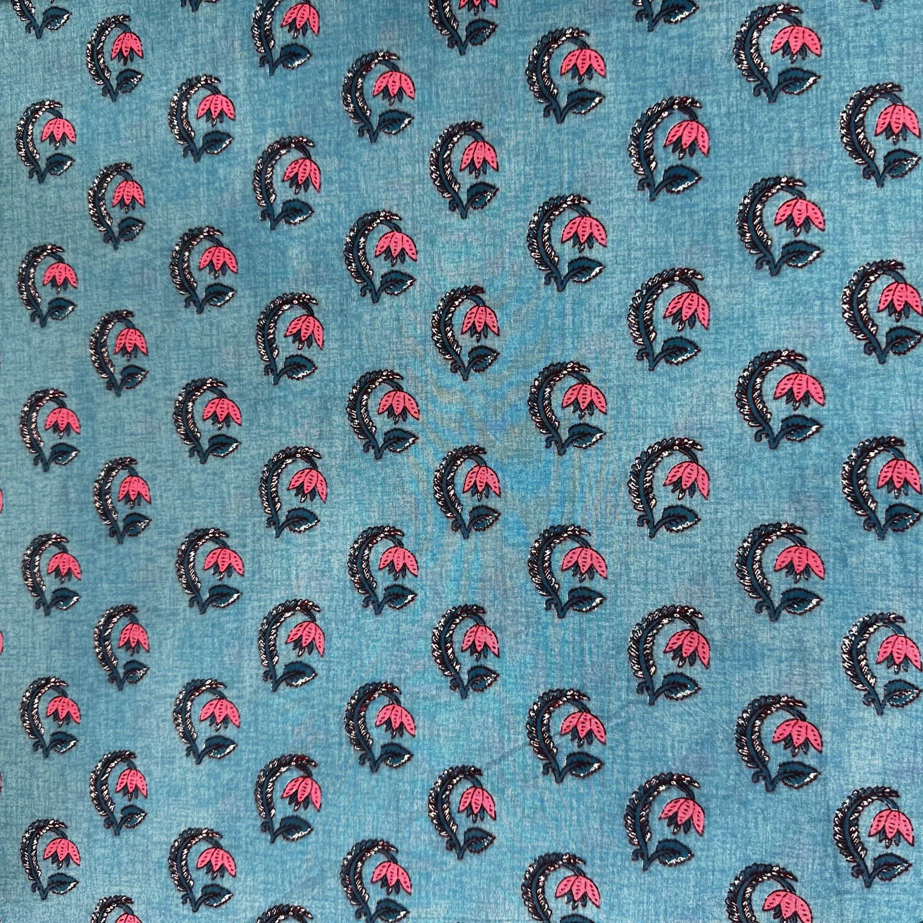 Blue Bagru Print Cotton Fabric 24246