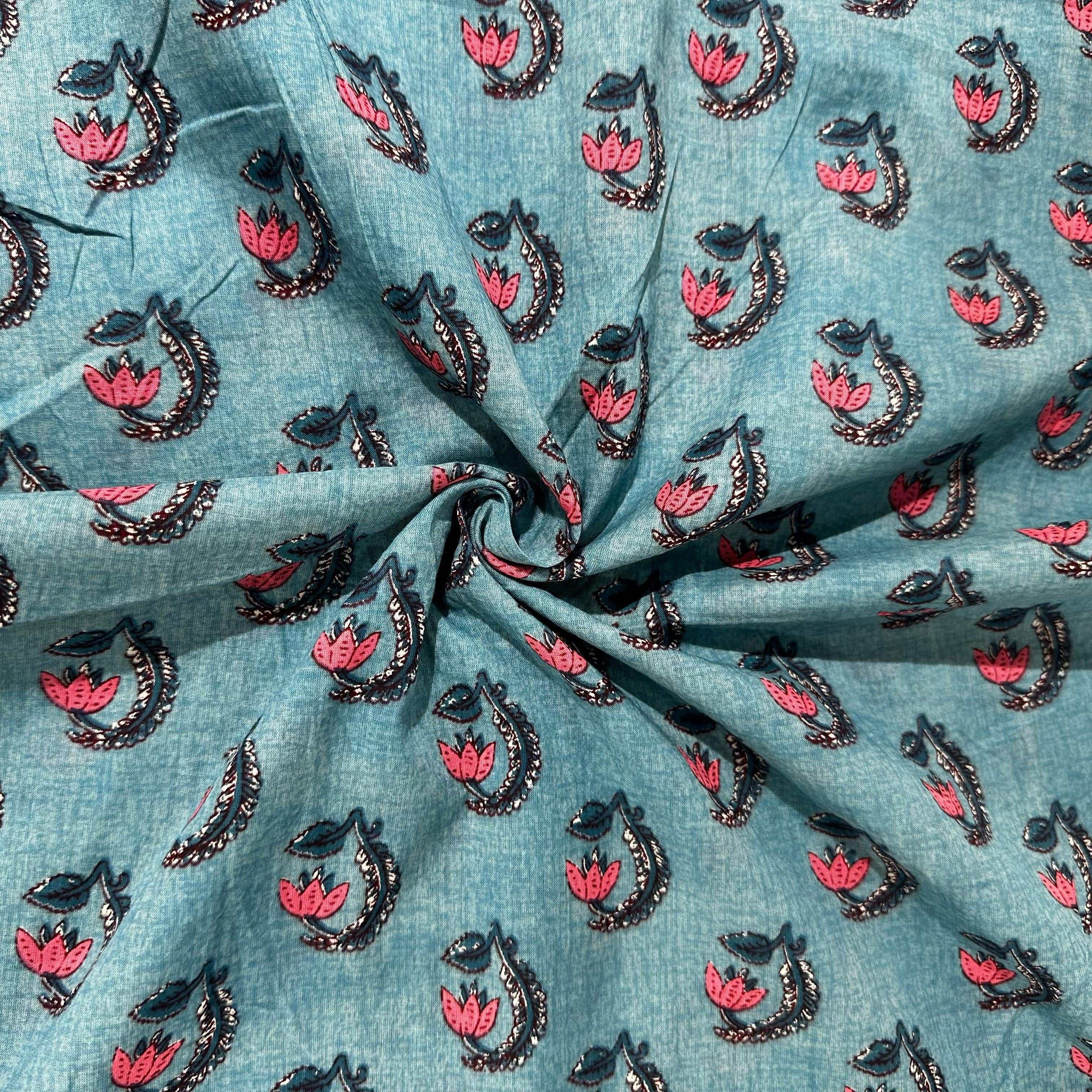 Blue Bagru Print Cotton Fabric 24246