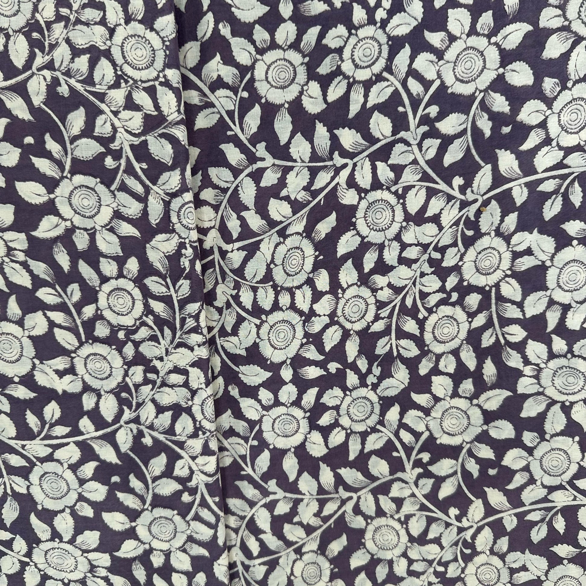 Lavender Floral Bagru Print Cotton Fabric 24236